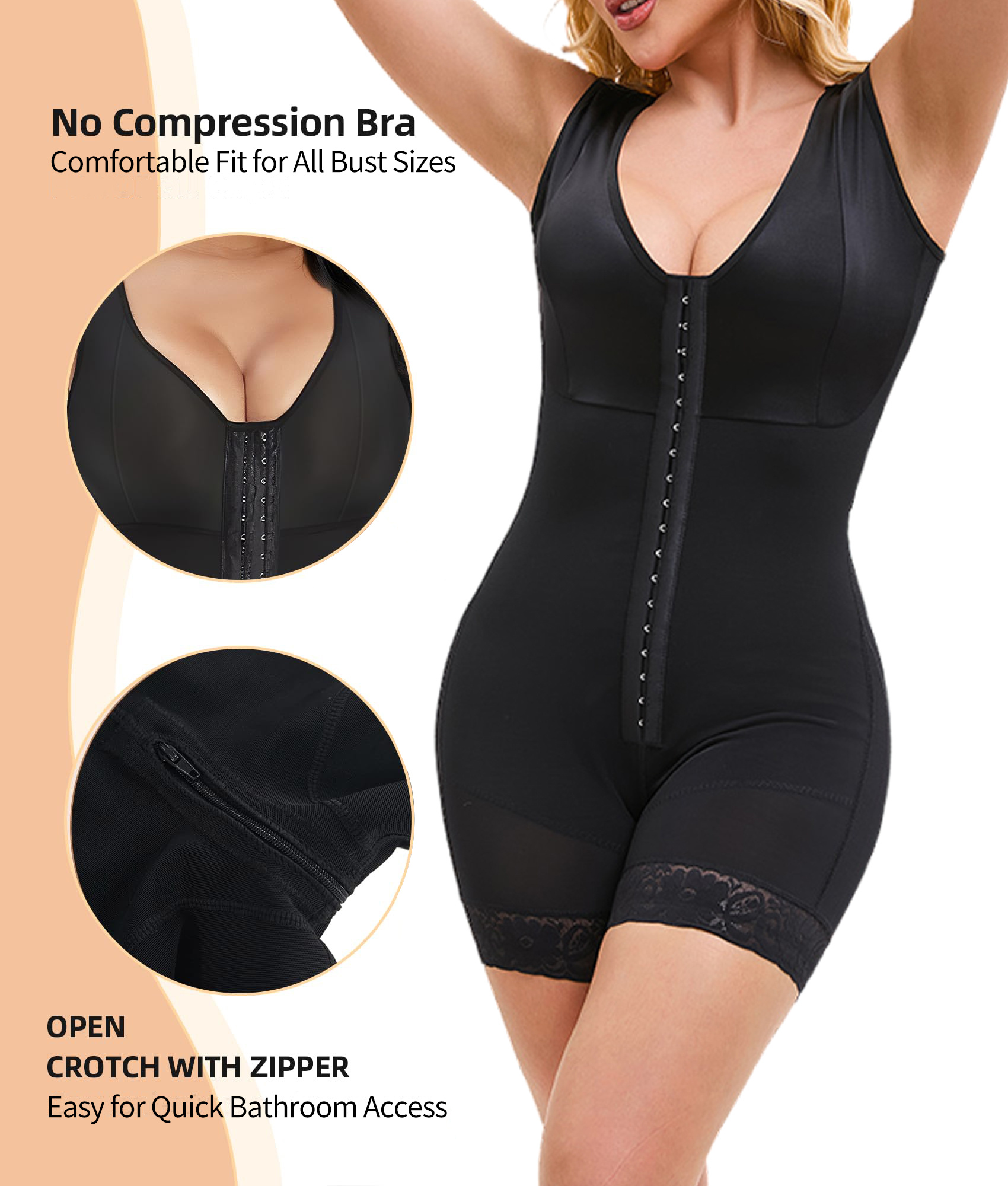 Fajas Colombiana Shapewear For Women Tummy Control Post Surgery Full Body Shaper Butt Lifter With Zipper Crotch Skimsbodysuits Elegant Bodysuit Faja Shaper - Image 5